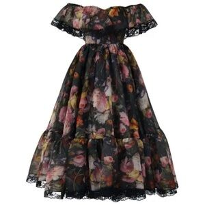 Selkie multi floral off shoulder dress